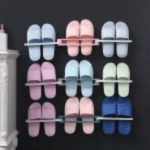 3 in 1 Foldable Slippers Holder Wall Mounted